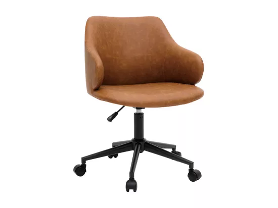 Chaise de bureau à roulettes vintage marron et métal noir HEMMY