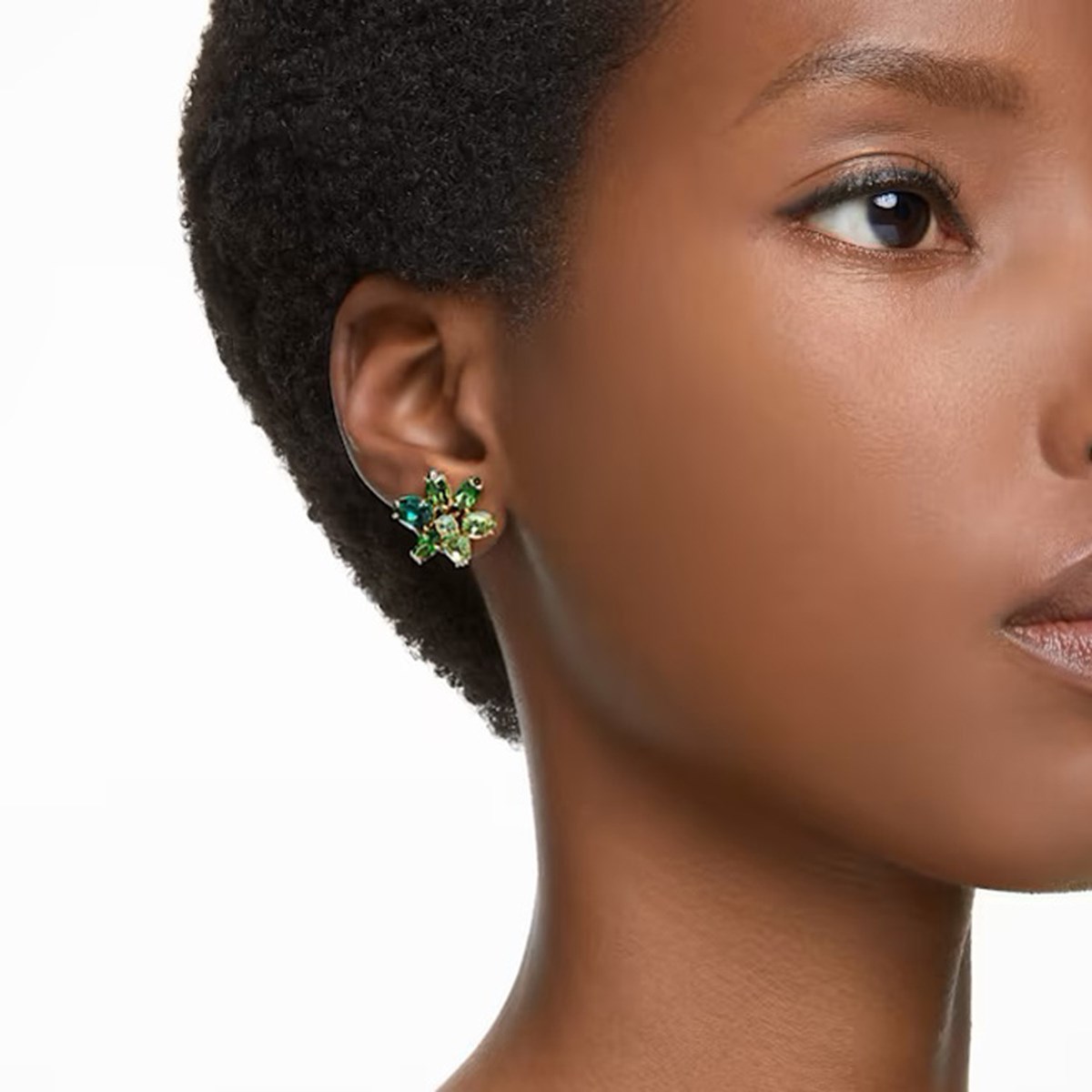 Clous d'oreilles Swarovski Gema fleur verte