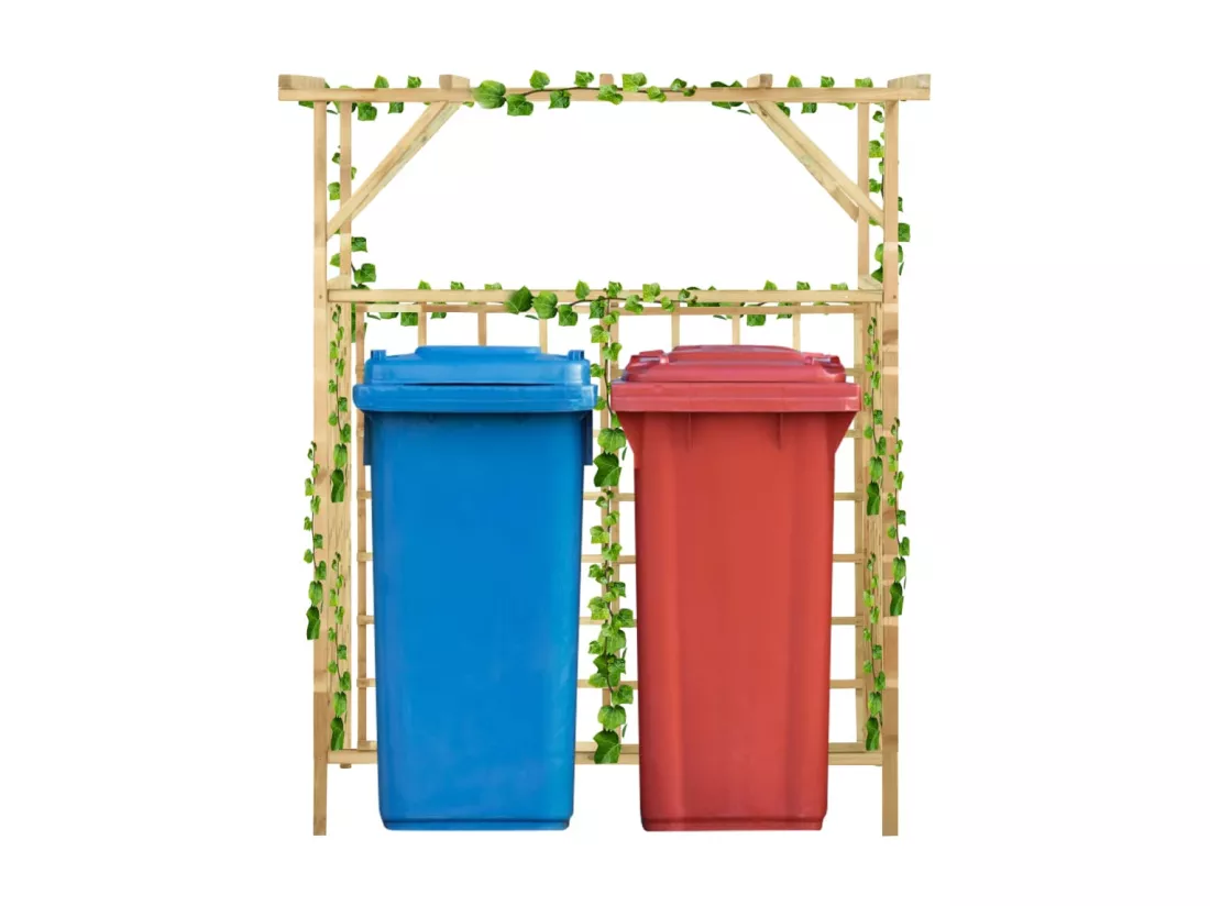 Pergola de jardin pour poubelles doubles Bois de pin imprégné