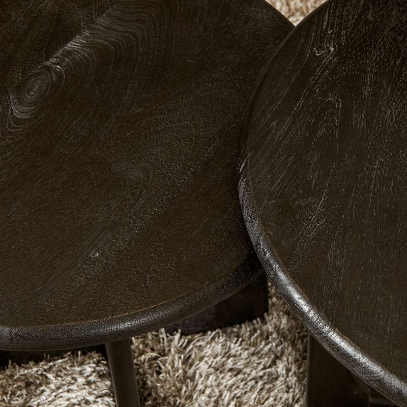StarFurn - Milou - Salontafel - Zwart - Mangohout - Ø60cm