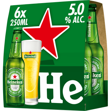 Heineken Premium Pilsener Bier Draaidop Fles 6 x 250ml