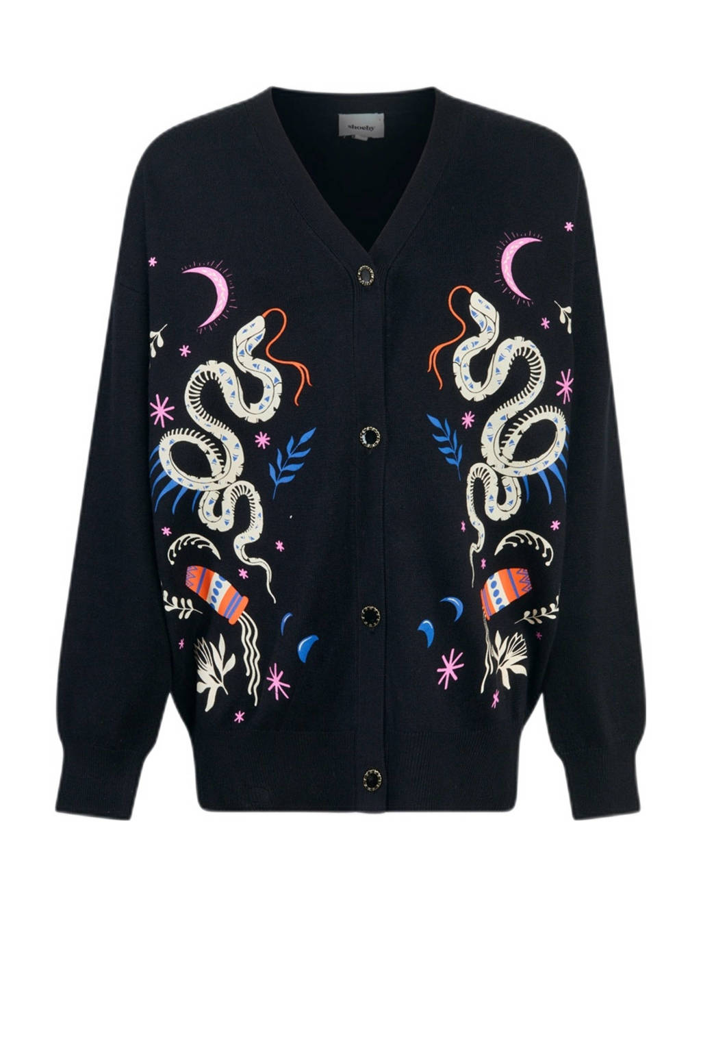 Shoeby vest met printopdruk en borduursels zwart/blauw/roze