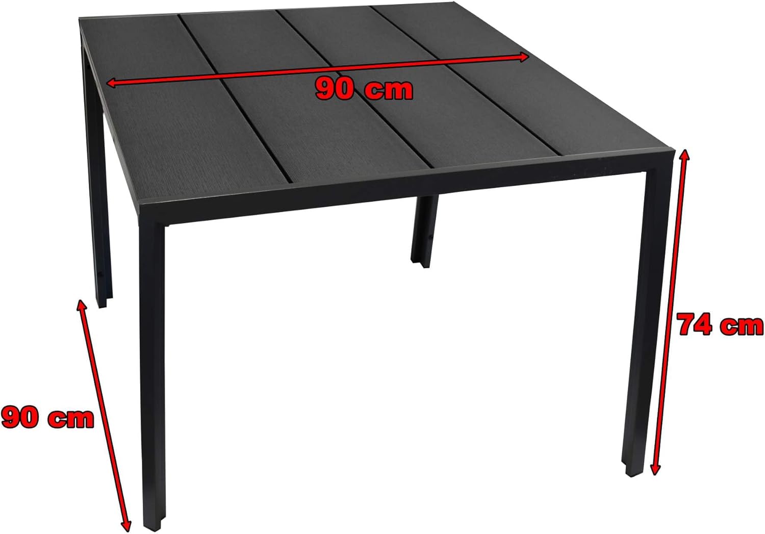 Kynast Gartentisch Aluminium 90 x 90 cm Nonwood anthrazit/schwarz, 613-401576