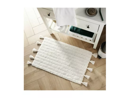 Tapis de Bain 50 x 80 cm Minatis Blanc/Blanc - Coton Jacquard