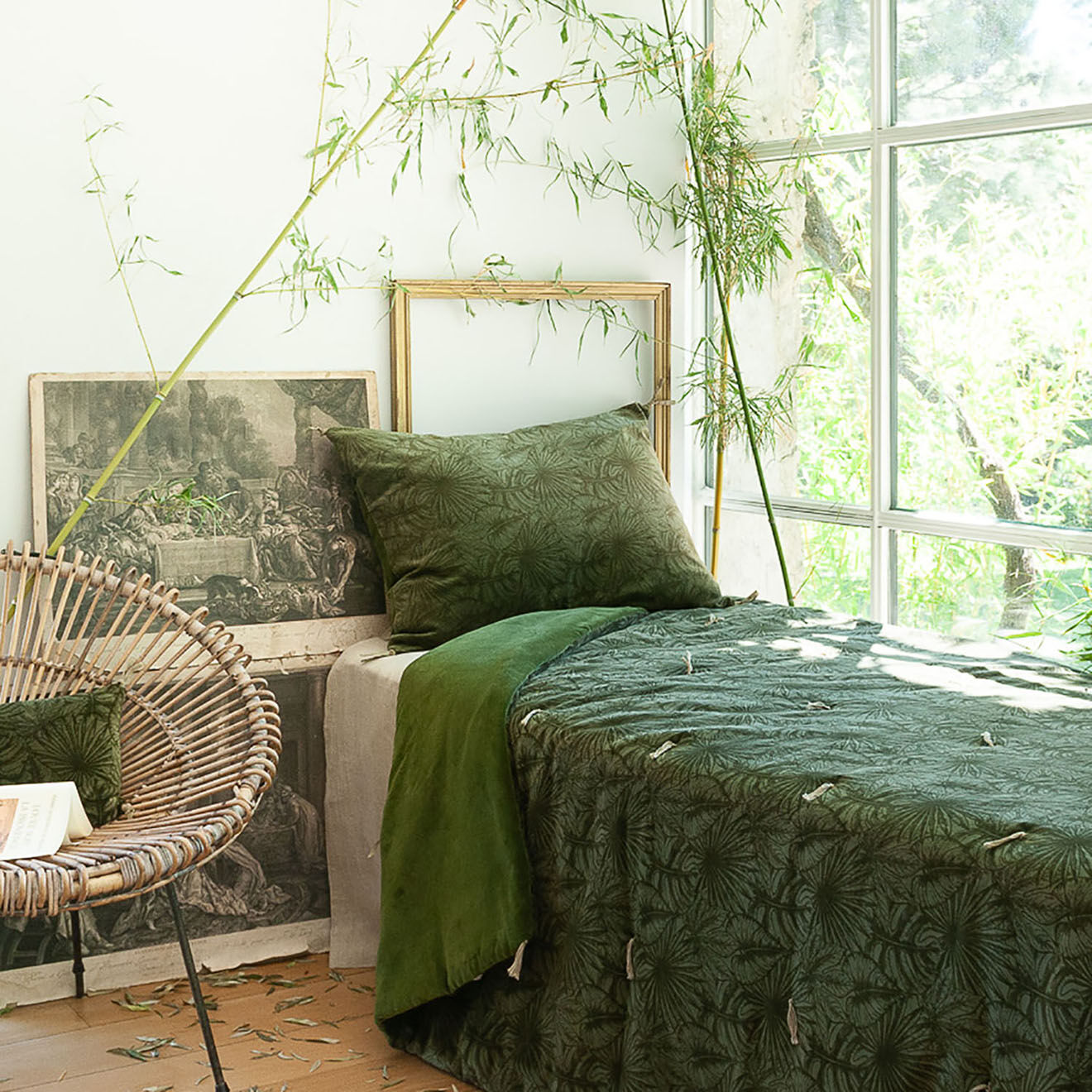 En Fil d'Indienne Plaid Goa olive - 140x220 cm