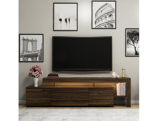 CONCEPT1 - Meuble TV Beliz - Noyer 192 x 53 x 37