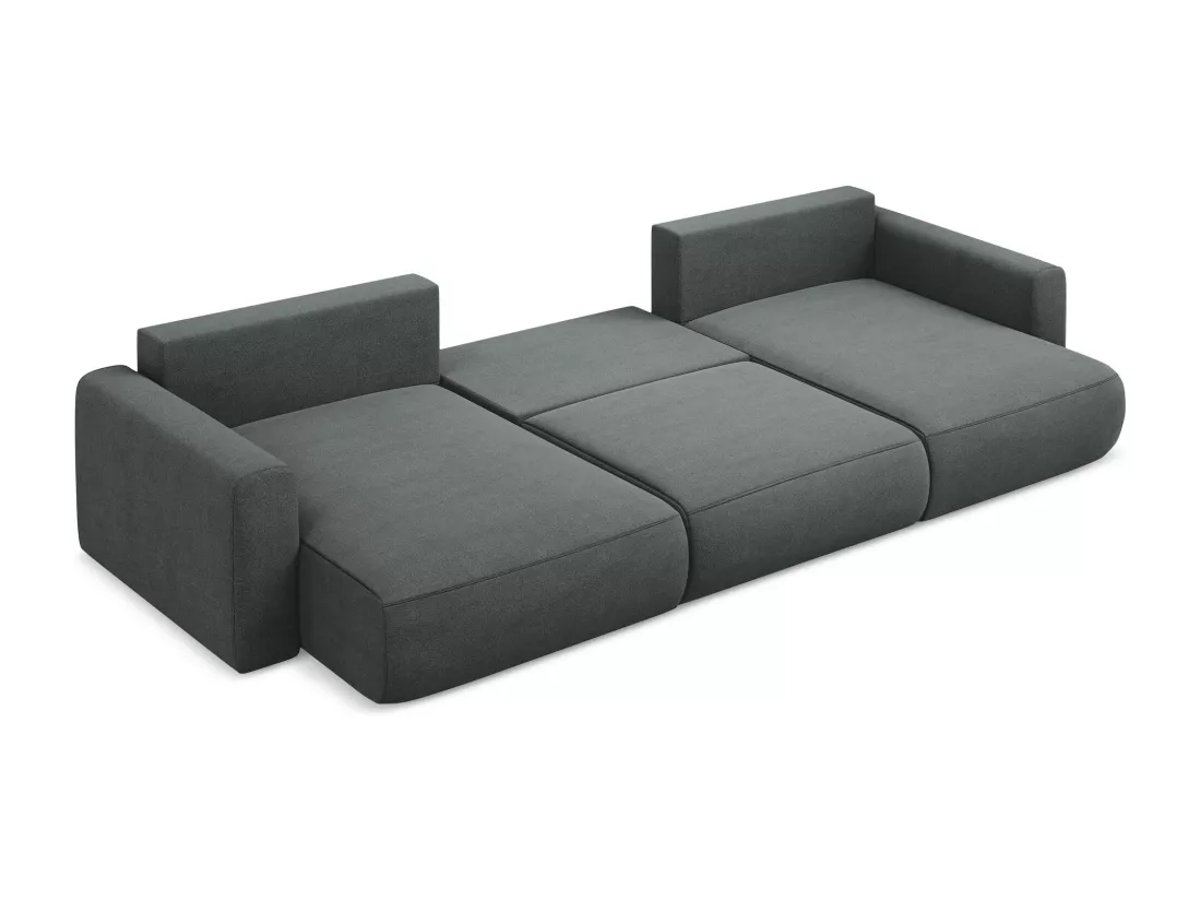 Canapé d'angle panoramique convertible en tissu texturé - gris - KAPUA