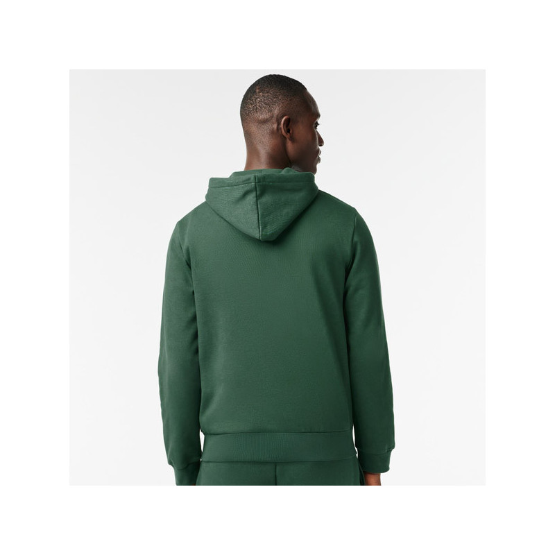 Sweat zippé capuche Lacoste Sport uni coton bio