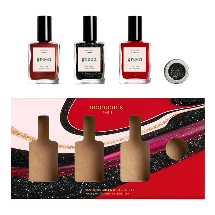 Manucurist Coffret collection Holidays Green - Utopia, Red Velvet et Sparks