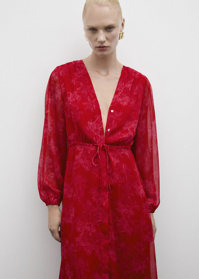 MANGO Floral-print dress with knot detail 71