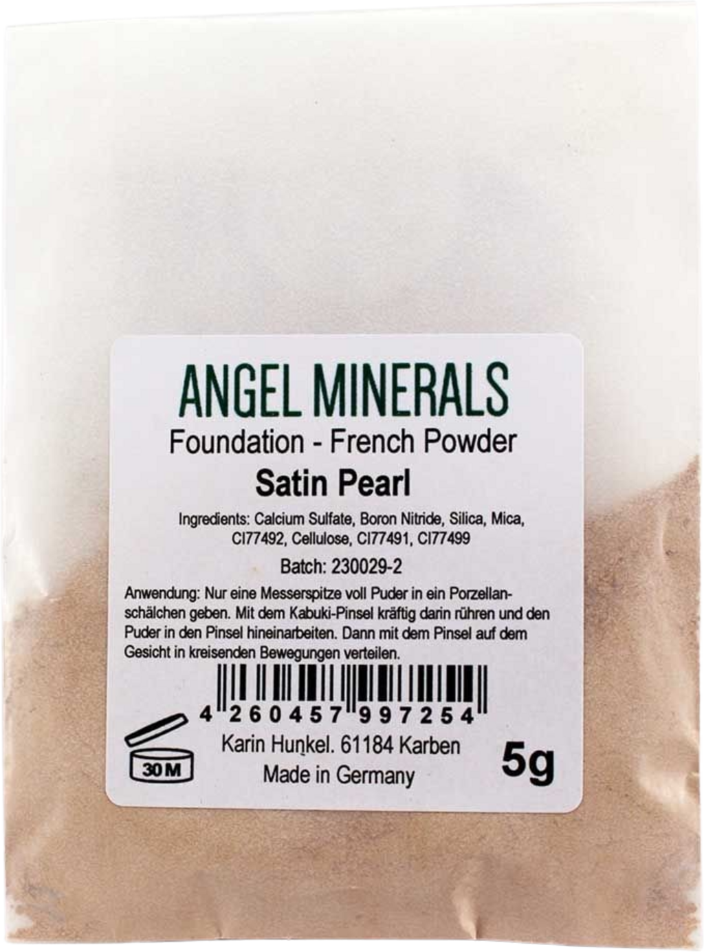 ANGEL MINERALS  French Powder Foundation Refill, Satin Pearl (5 g)