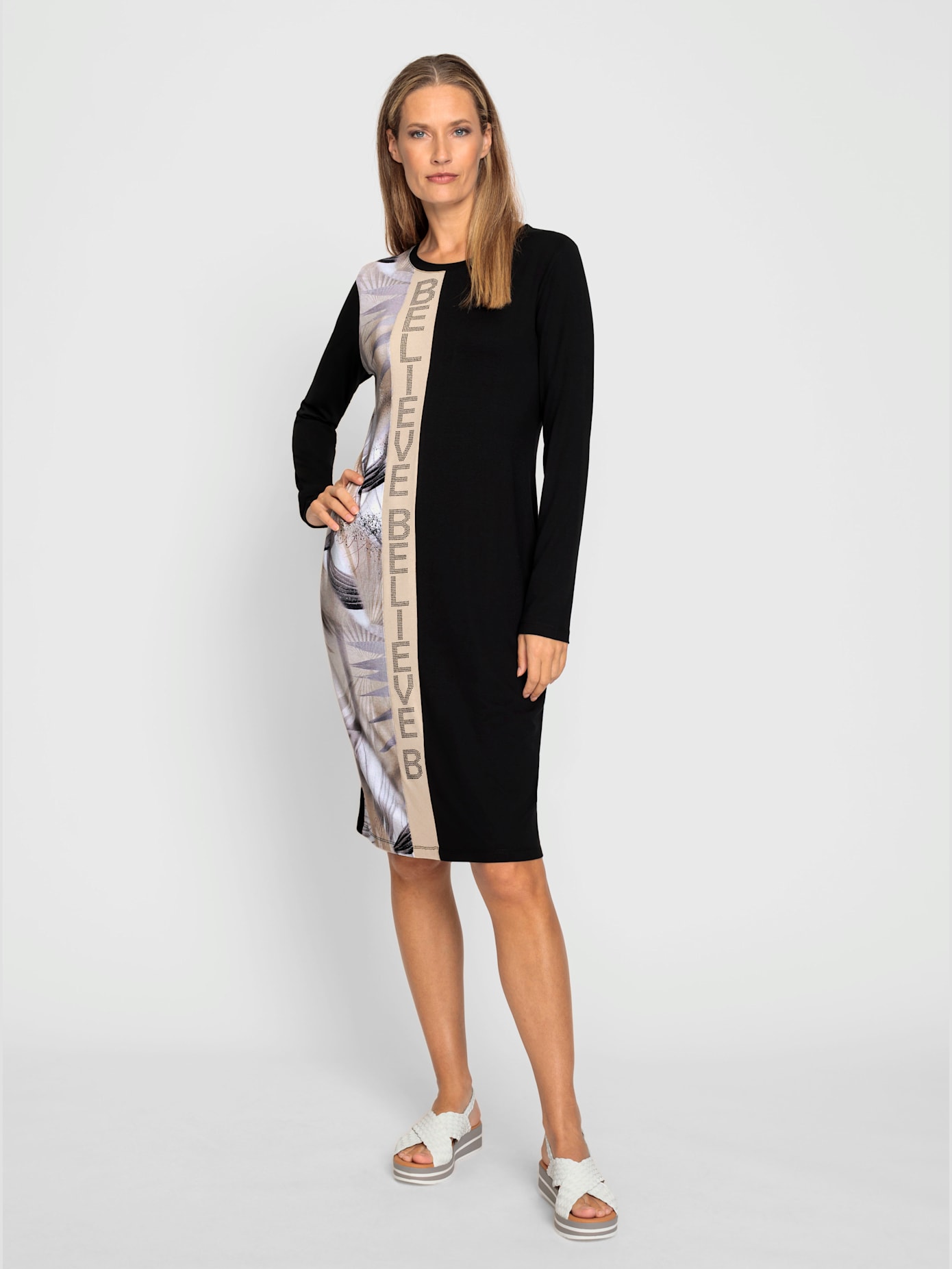 Robe en jersey motif imprimé exclusif devant