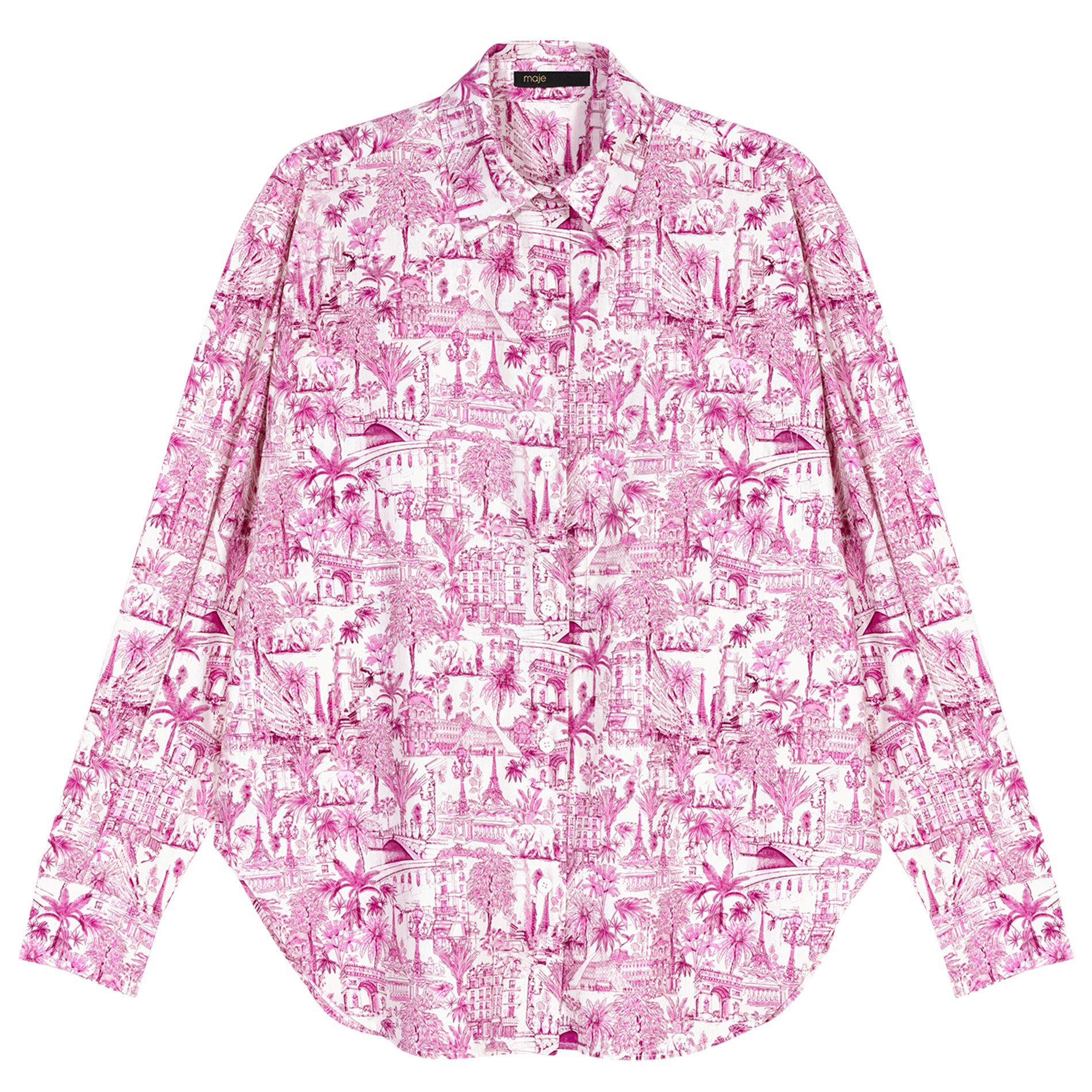 Chemise col classique imprimée en coton | Rose