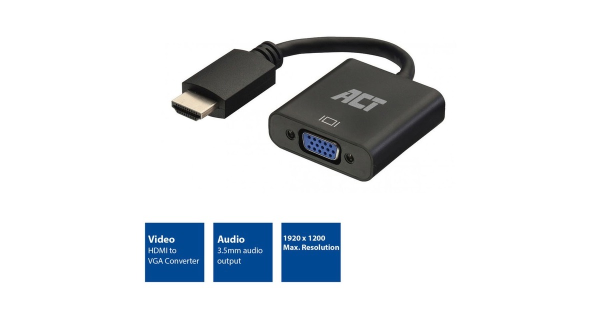 ACT ConnectivityHDMI naar VGA Converter met audio adapter  (Zwart)