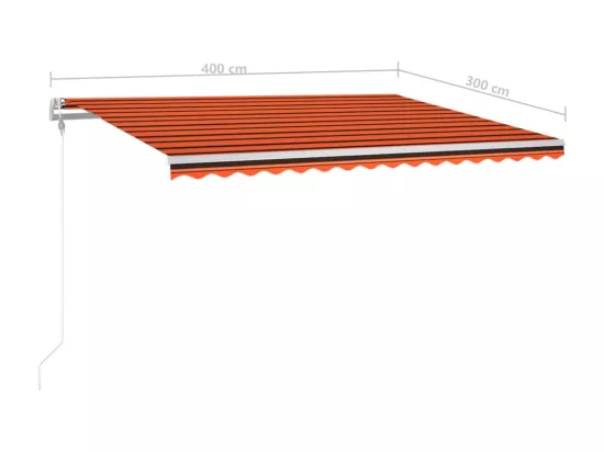 Auvent automatique capteur de vent/LED 400x300 cm Orange/marron