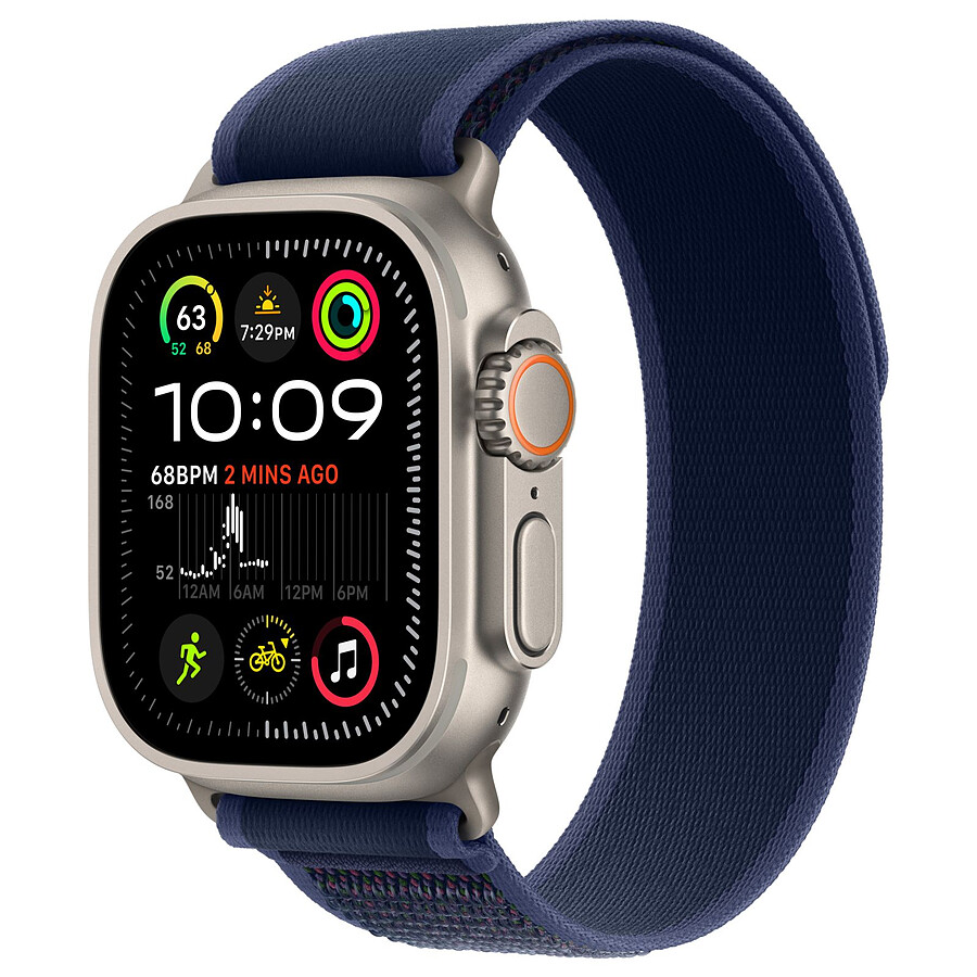 Apple Watch Ultra 2 GPS + Cellular 49 mm - Titane Naturel - Bracelet Trail Bleu S/M