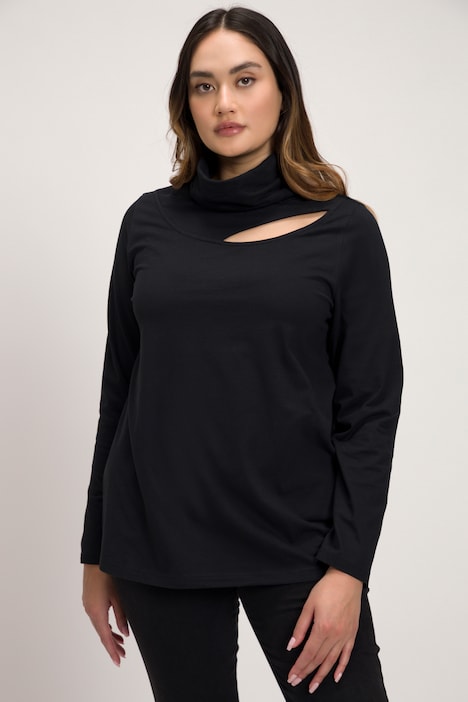 Shirt, Cut-Out, Classic, Stehkragen, Langarm