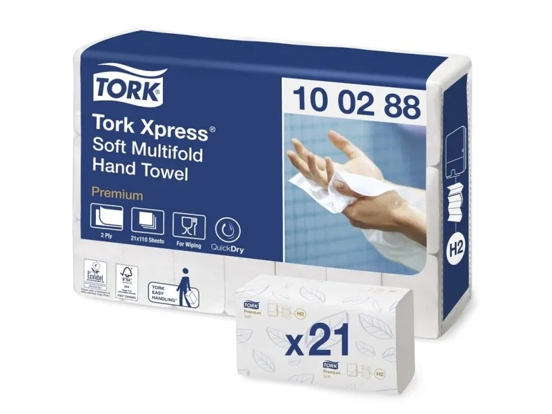 Håndklædeark Tork H2 Xpress® Soft Premium Multifold - (21 pakker x 110 ark)
