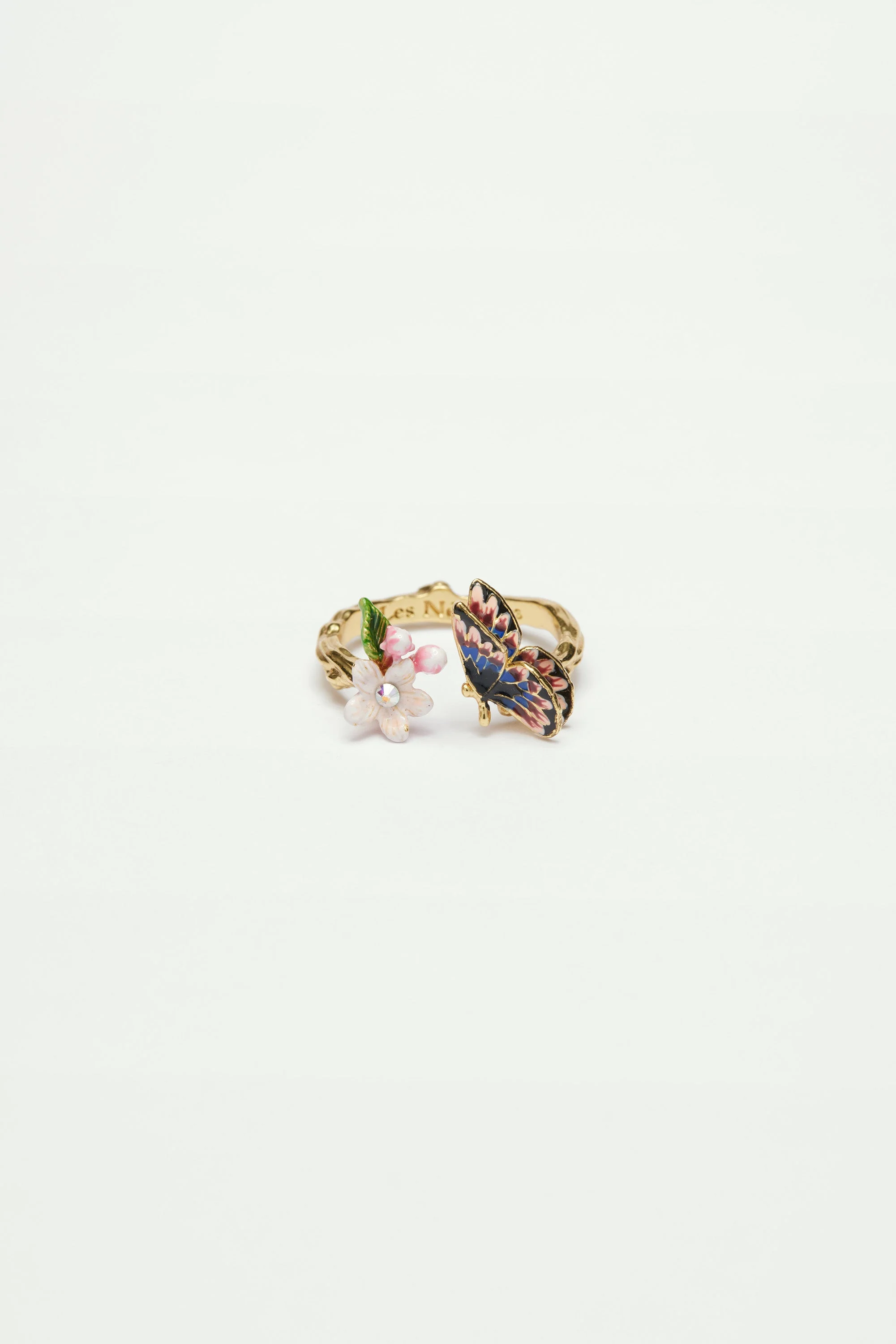 Bague ajustable papillon du japon et fleur de cerisier | Multicolore