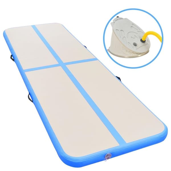 vidaXL Oppblåsbar gymnastikkmatte med pumpe 300x100x10 cm PVC blå