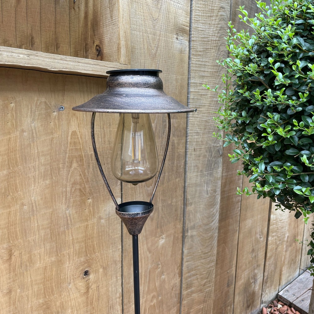 Piquet solaire vinty - led blanche - à planter - en acier - extérieur - chromex