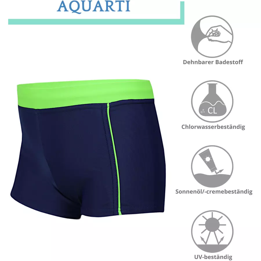 Aquarti Jungen Kinder Badehose Seitliche Paspel grün