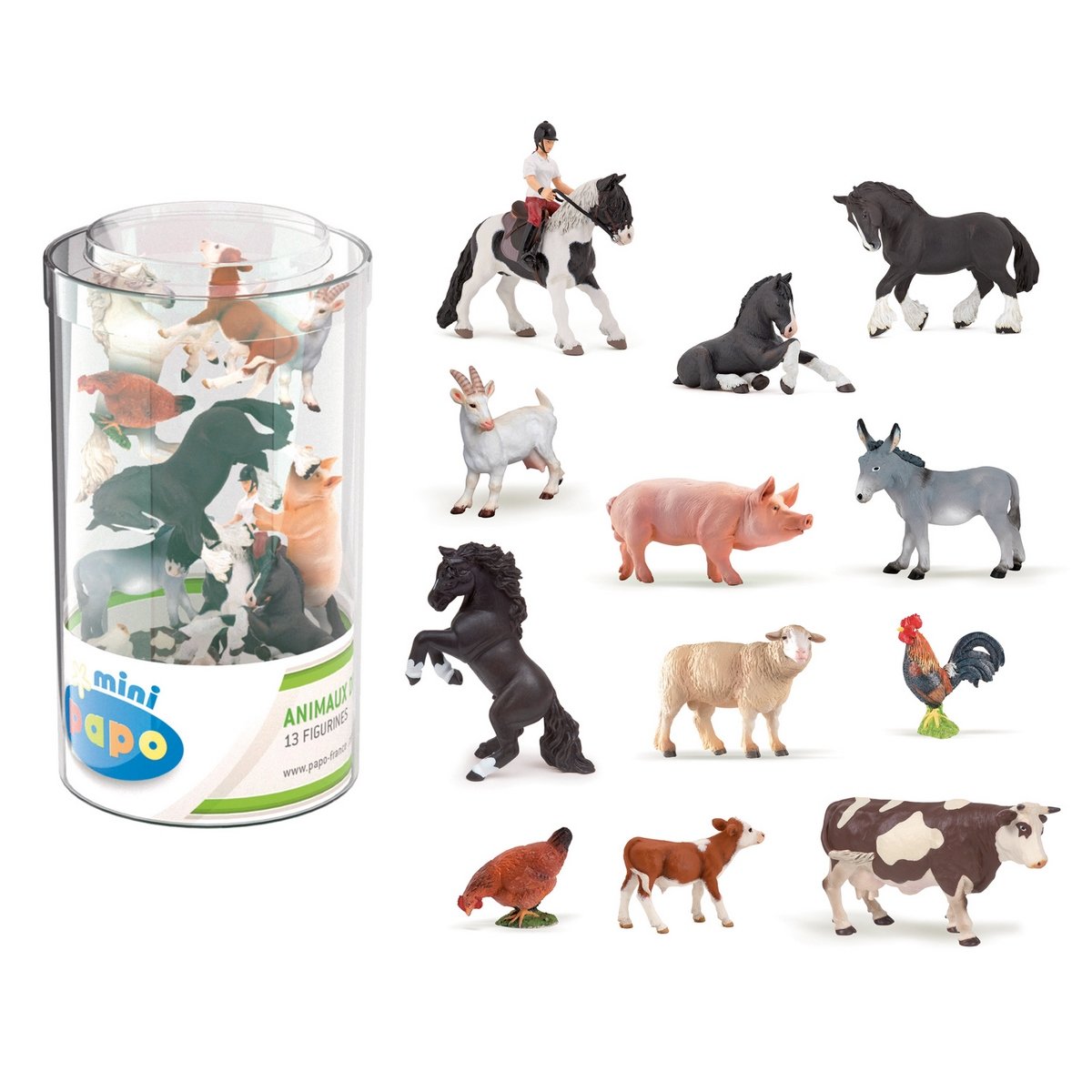 Tube de 12 figurines univers de la ferme Mini PLUS