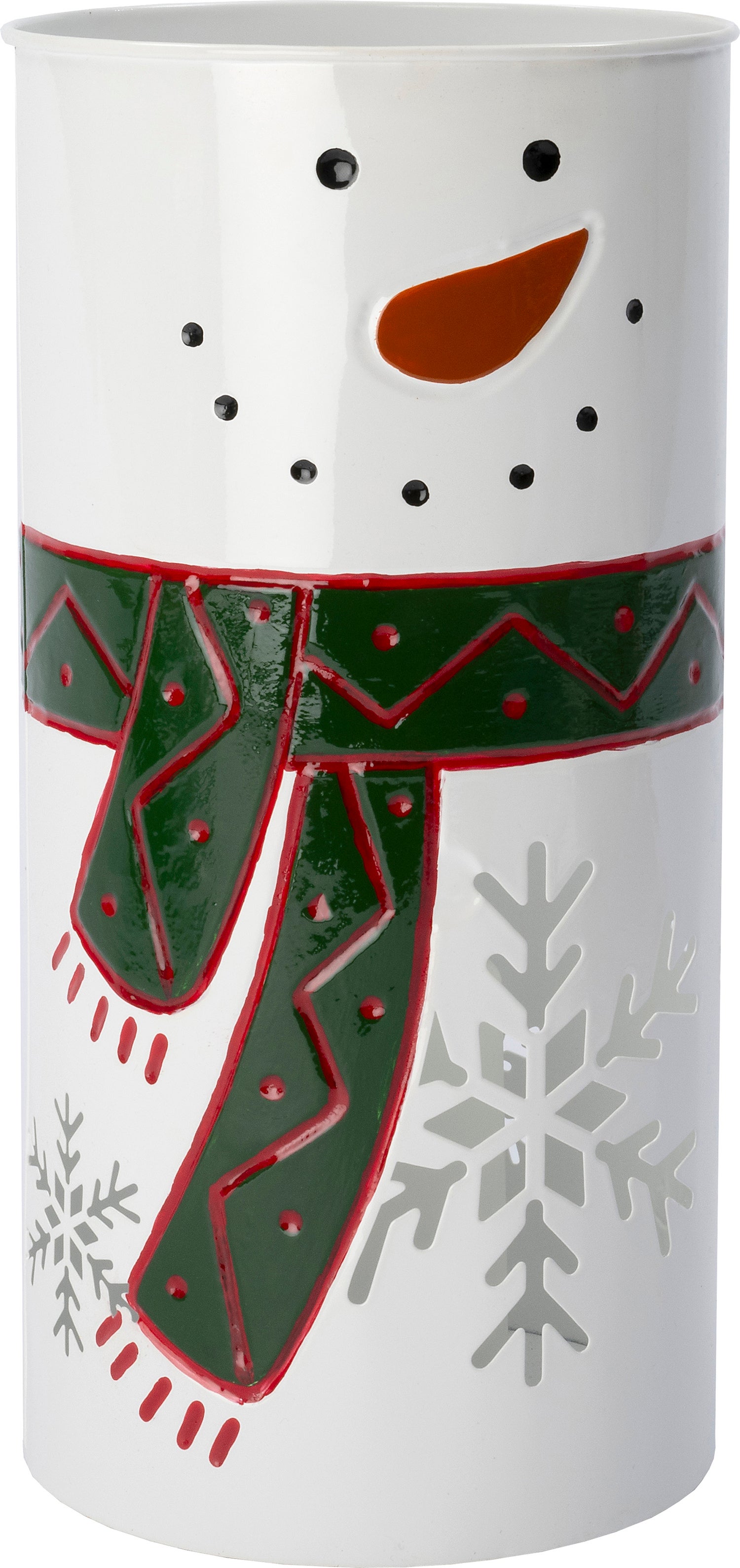 Intratuin lantaarn sneeuwpop wit / groen / rood 18,5 x 18,5 x 38,5 cm