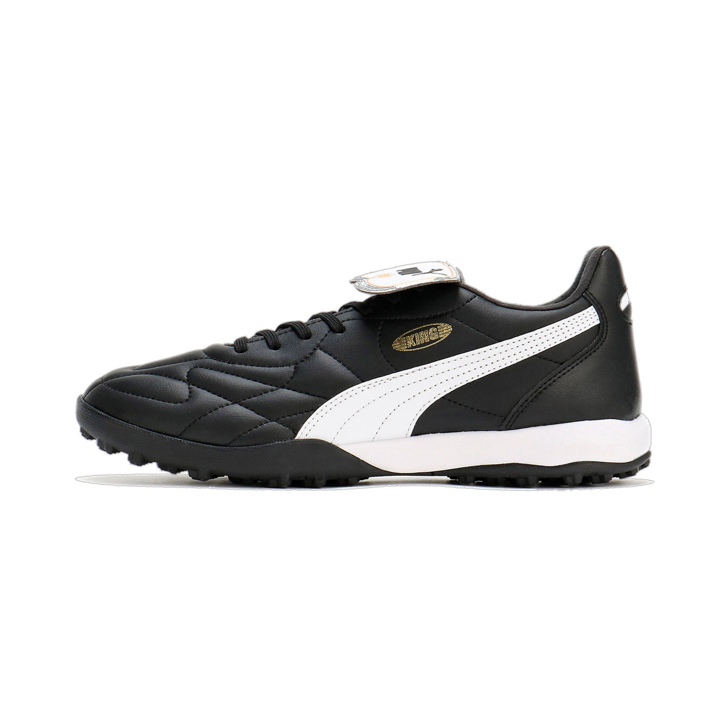 PUMA King Top Turf Voetbalschoenen (TF) Zwart Wit Goud