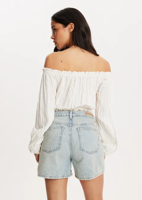 Off-shoulder top wit (WIT)