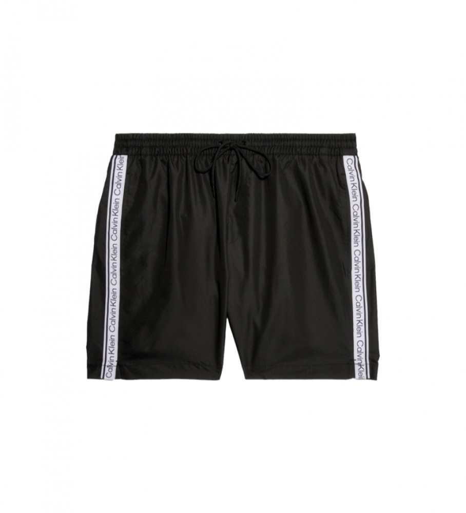 Calção de banho Calvin Klein de comprimento médio com fita com o logotipo, preto.