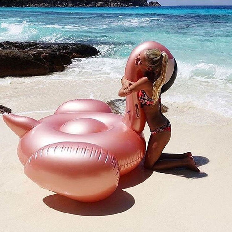 (200cm) Grosse Aufblasbare Wasser Luftmatratze Liegesofa Badeinsel - Roségoldener Flamingo