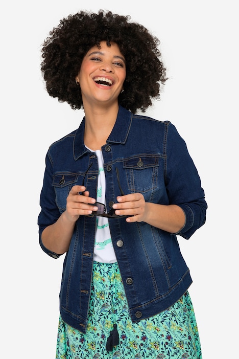 Jeansjacke Frieda, Wascheffekte, Hemdkragen, Langarm
