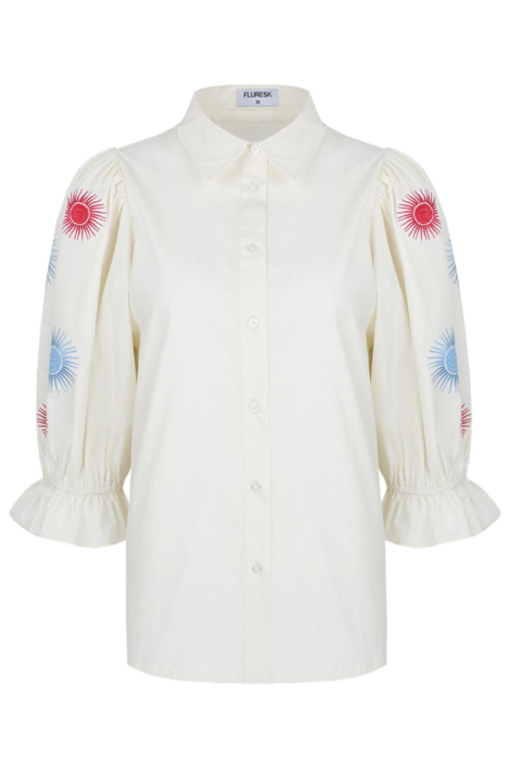 Fluresk beige dames blouse