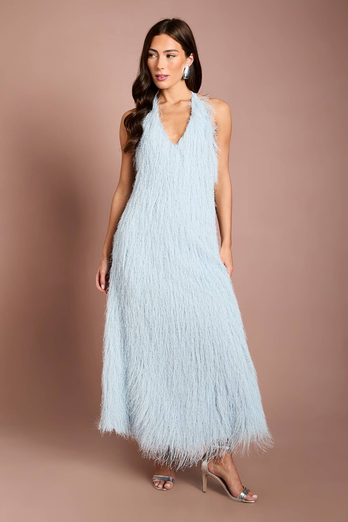Coast Robe Midi Coast Muse À Col Licou Avec Franges En Fausses Plumes