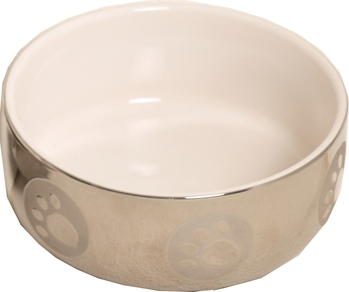 Katten eetbak Royal zilver/wit D 13 cm