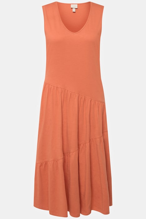 Midikleid, A-Linie, V-Ausschnitt, ärmellos, Biobaumwolle