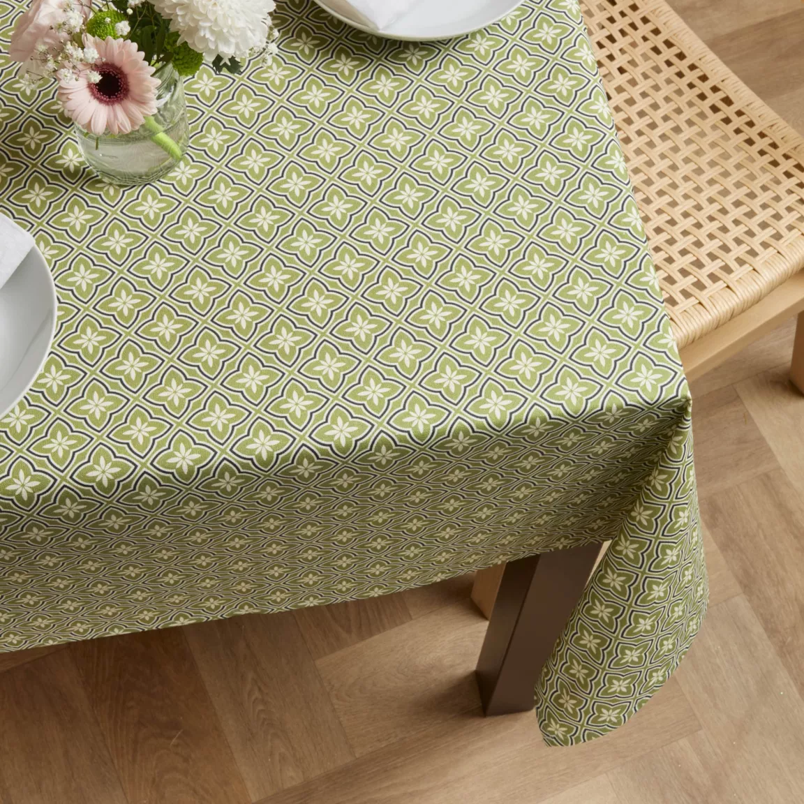Nappe rectangulaire coton enduit (150 x 250 cm) Gloria Verte