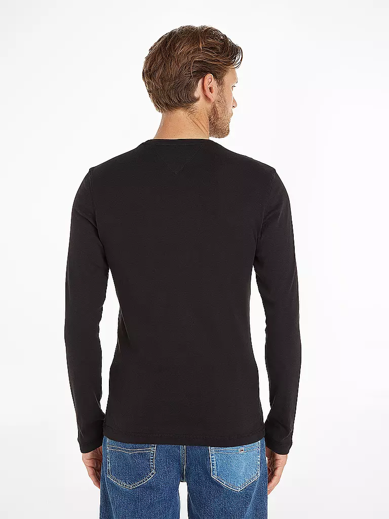 TOMMY JEANS Langarmshirt  Slim Fit schwarz