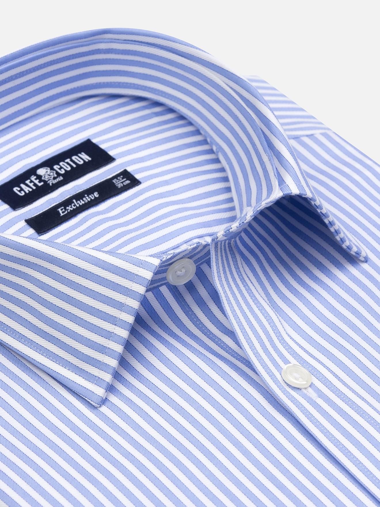 Chemise cintrée Colin à rayures ciel  - Petit col