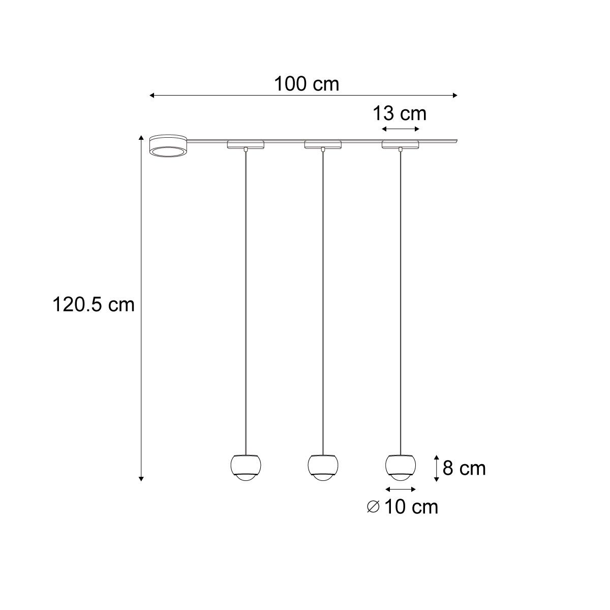 Modern railsysteem met 3 hanglampen zwart 1-fase - Magnetic Lance