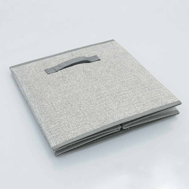 Bac de rangement imitation lin gris