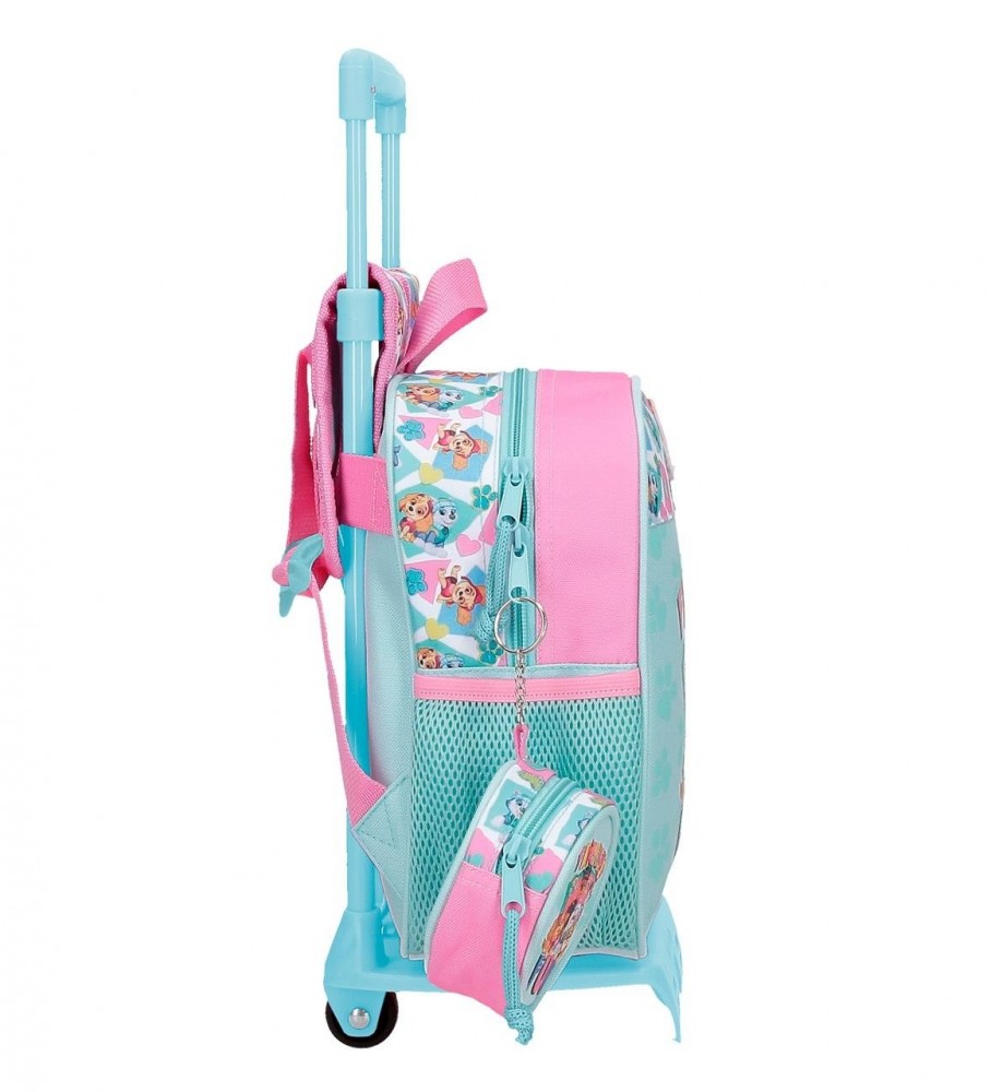 Mochila infantil Joumma Bags Paw Patrol Friendship Fun com rodinhas, cor turquesa.