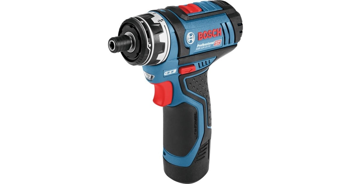 BoschAccuschroefboormachine GSR 12V-15 FC Professional  (Blauw/zwart, L-BOXX, opzetstukken, oplader en 2 accu's inbegrepen )
