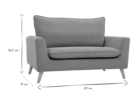 Canapé scandinave 2 places en tissu effet velours jaune moutarde et bois clair JONAS