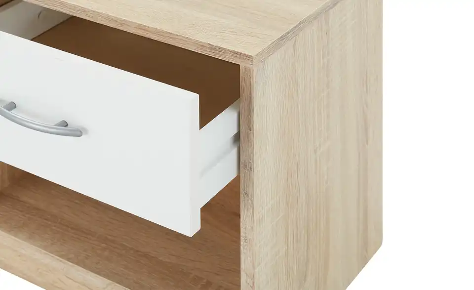 Nachtschrank 1 Schubkasten Pepe  Eiche Sonoma (Nachbildung), Weiß 1 Stück
