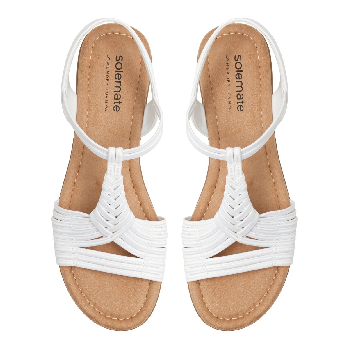SOLEMATE-Etharehan-Sandales à lanières - Talon plat - Blanc