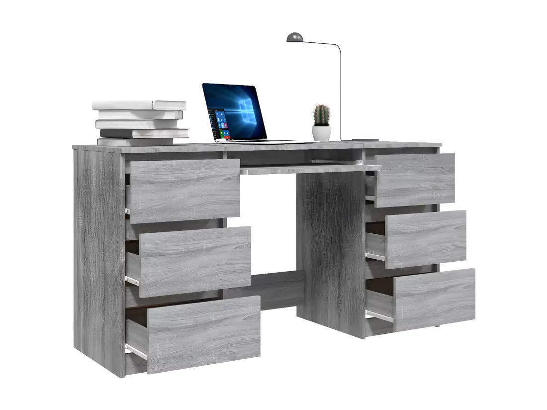Bureau Sonoma gris 140x50x77 cm Bois d'ingénierie