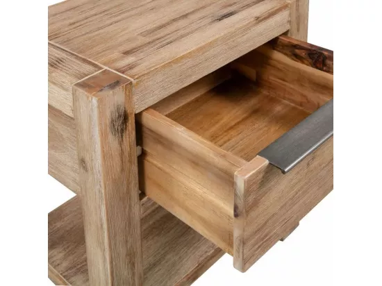 Table de chevet 1 tiroir acacia massif foncé Dedhy