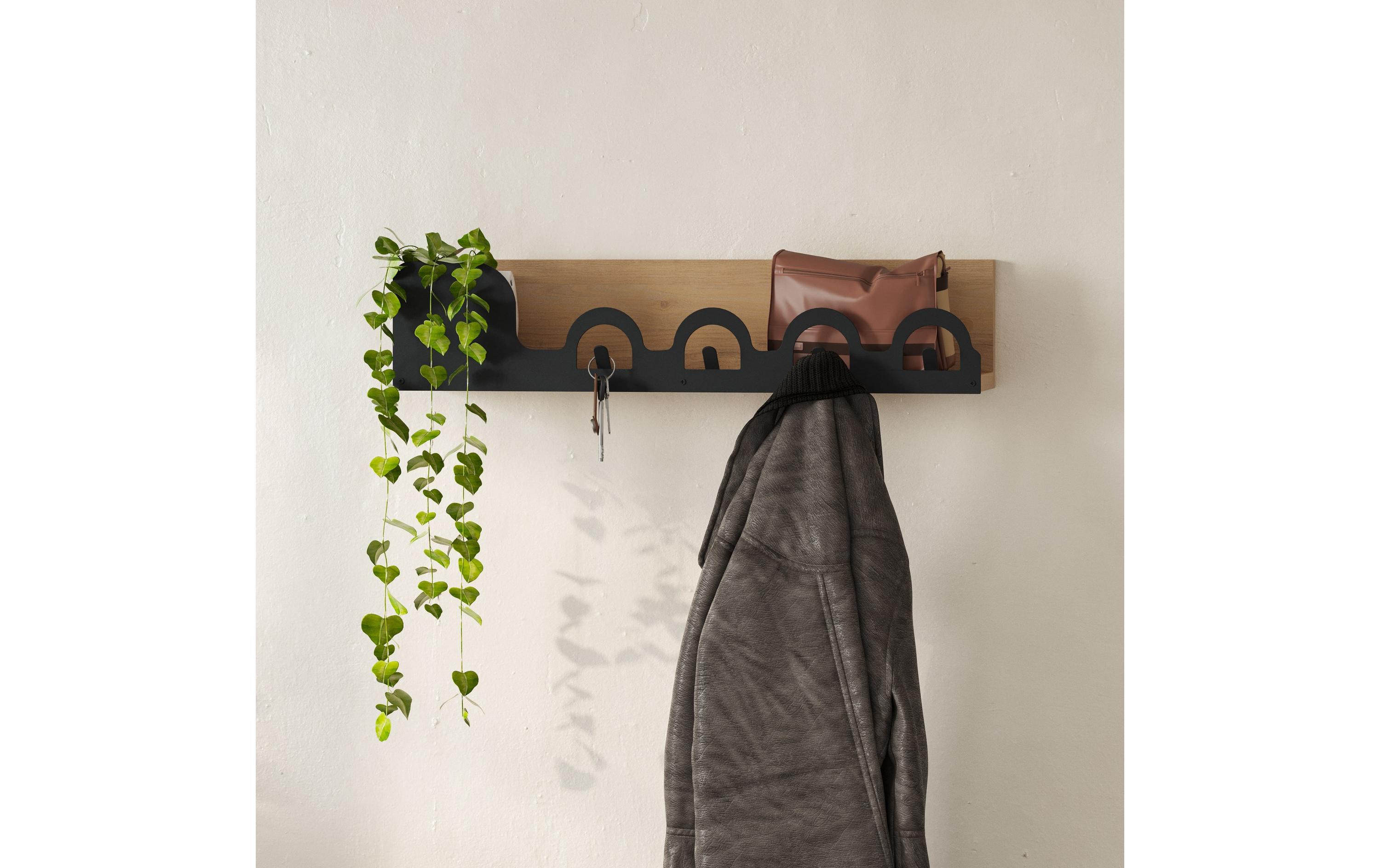 Wandgarderobe Liora Sapphire 4 Haken, Beige/SchwarzKleiderhaken